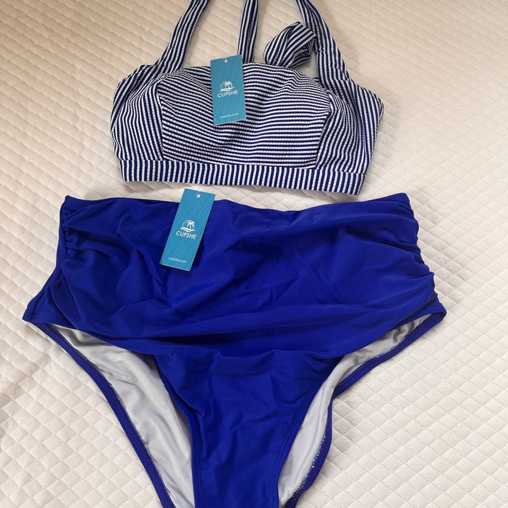 Cupshe Navy Striped Bikini Set